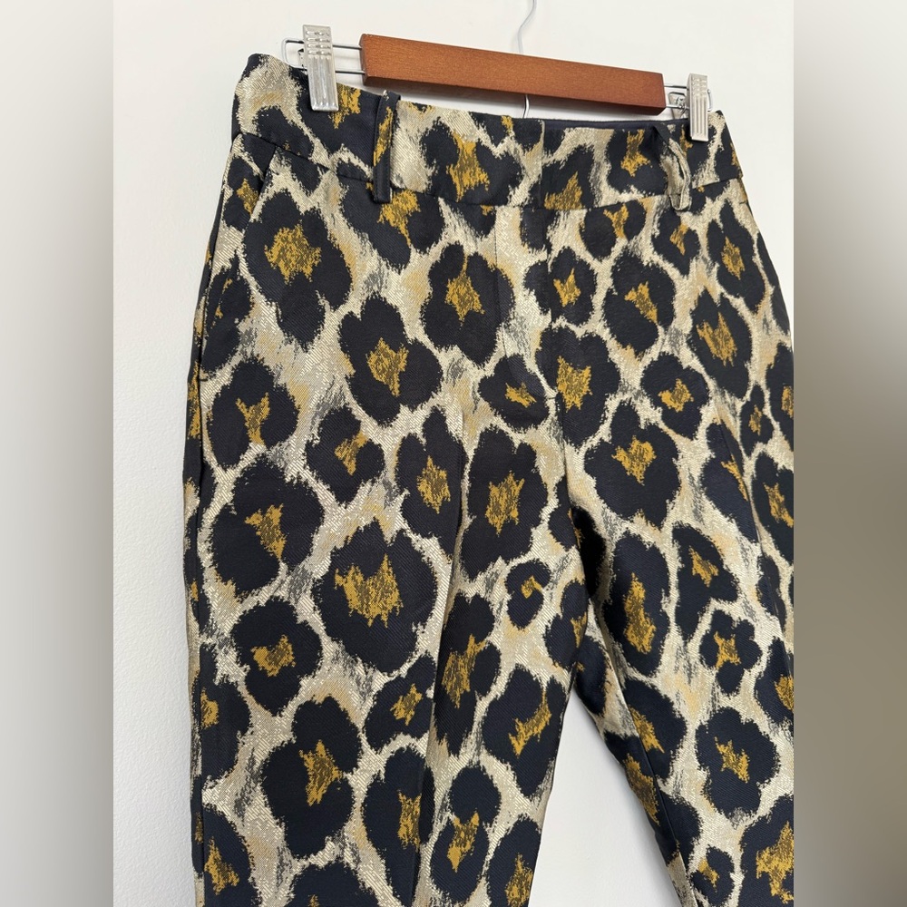 Sezane Gustavo Trousers Leopard Jacquard Print Size 36 US 4 Straight Leg - Picture 4 of 9